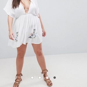 ASOS CURVE Floral Cross Stitch Embroidered Romper